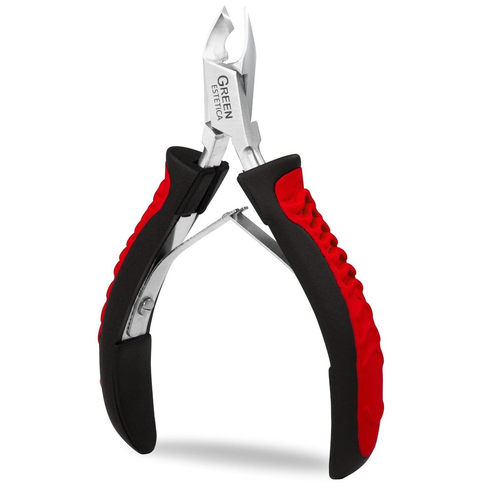 Premium Cuticle Trimmer Stainless Steel Nipper  Sharp Blades with Double Spring  Manicure Pedicure Tool for Home and Salon (Black/Red)