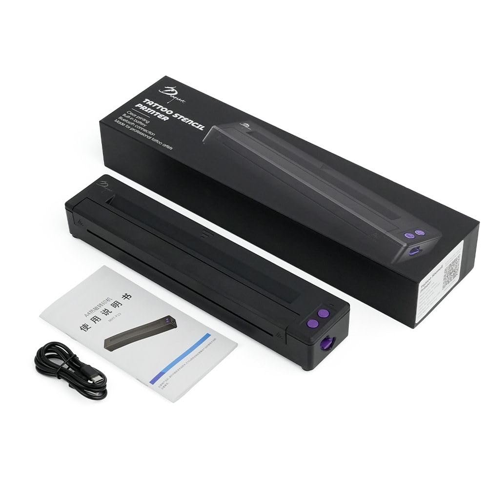 Rayyl Tattoo Stencil Printer Machine - Thermal Tattoo Printer Machine Kit Portable Tattoo Stencil Transfer Copier Printer for Tattooing Compatible with iOSAndroid Smartphone PC
