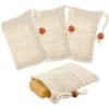 4Pack Soap Pouch, 5.5x3.34 inch Cotton Soap Bags with Drawstring, Exfoliating Natural Sisal Soap Saver, Plastic-Free Soap Net, Soap Saver Bag with Mesh, Foaming and Drying The Soap for Bath and Shower view 1