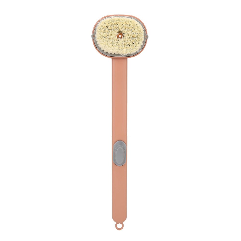 Back Scrubber for Shower with with Removable Brush Head, Long Handle Scrub Brush for Back Scrubber Body Exfoliator, Back Brush for Wet or Dry Brushing for Shower Men Woman (14inch Pink)
