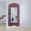 Red & Blue Moroccan frame for mirror, 61"x24"Full length Floor mirror frame, Farmhouse vertical mirror, handpainted Bathroom Mirror frame, Hanging wall art wooden frame, (Glass not included) view 2