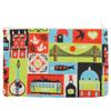 100% Cotton Portuguese Icons Organizer Pouch with Zipper  Colorful Design Featuring Lisbon Landmarks, Tram, and Sardine Patterns view 1