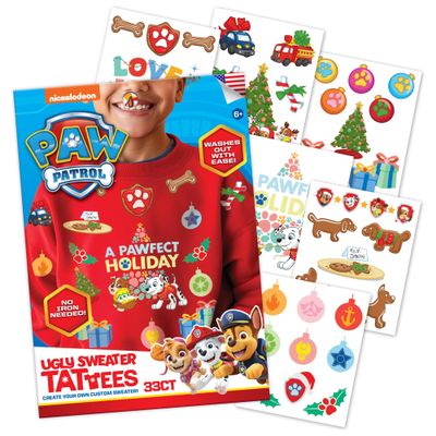 Paw Patrol Clothing Sweater Fabric Kit Iron On Patch Alternative, 33 Fabric Temporary Tattoos: Gifts for Kids Ages 6+, Kids Clothing Temporary Tattoo, Made in the USA [6 Sheets, 33 Count]