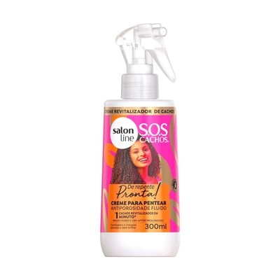 Salon Line - Linha SOS Cachos (De Repente Pronta) - Creme para Pentear Antiporosidade Fluido 300 Ml - (SOS Curls (Suddenly Ready) Collection - Anti-Porosity Fluid Combing Cream 10.14 Fl Oz)