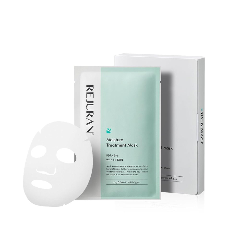 REJURAN Moisture Treatment Mask, c-PDRN - Hydrating Facial Sheet Mask, Repairs Skin Barrier and Retains Moisture with PDRx, Korean Skin Care 5-Pack