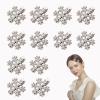 12 Pcs Snowflake Hair Clips - Rhinestone Pearl Accessories, Christmas Sparkly Pins, Cute Small Silver Metal Barrettes for Women Girls view 1
