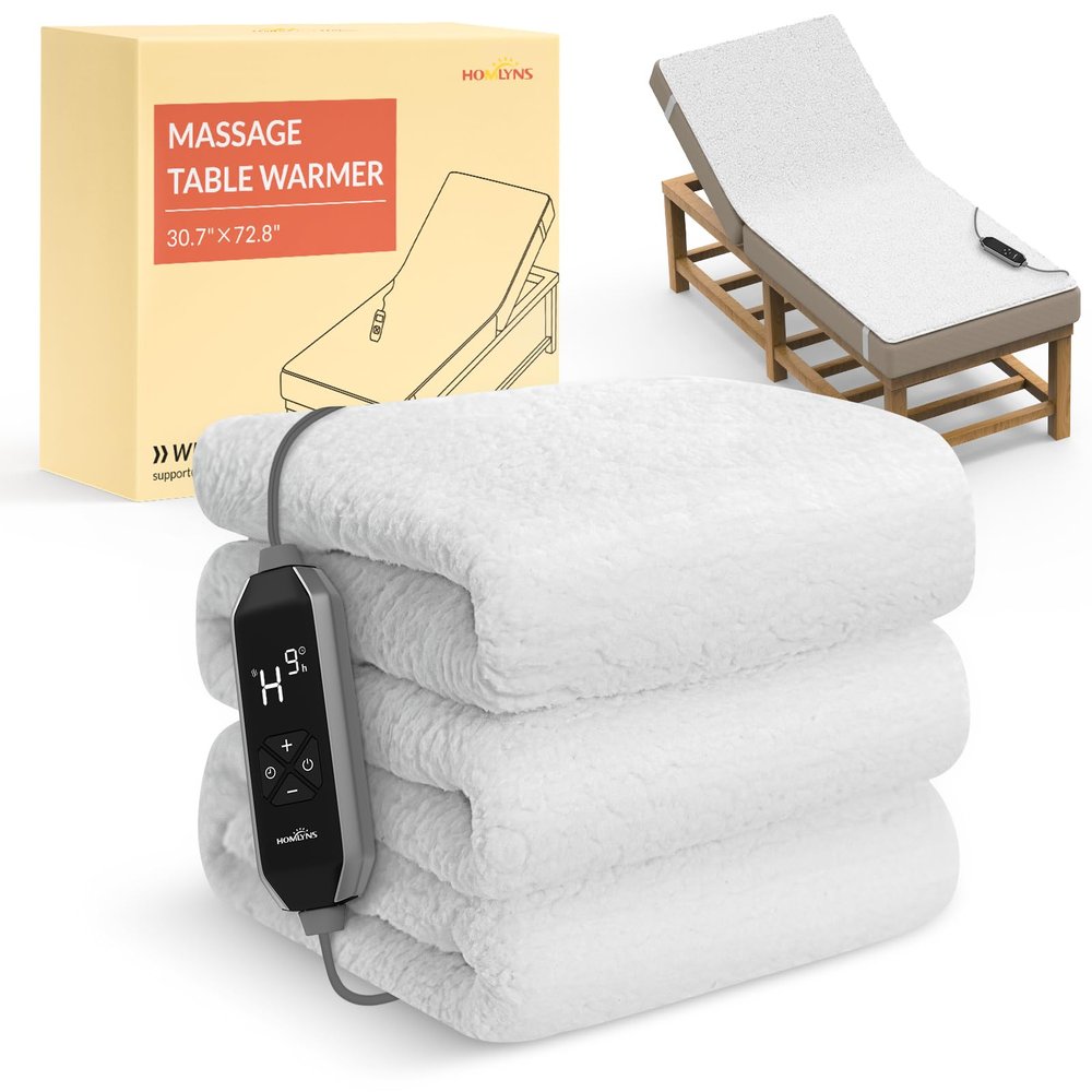 HOMLYNS LuxeHeat Massage Table Warmer Heating Pad, 30" x 72" Soft Fleece Professional Massage Therapy Bed Warmer with 10 Heat Settings, 1-9 Hours Auto Off, Rapid Heating