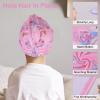 Basumee Microfiber Hair Towel Wrap for Kids 2 Pack Rapid Drying Hair Towel with Button Hair Turbans for Wet Hair Wraps Head Towel Wrap for Women and Girls, Light Pink view 3