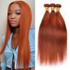Burnt Orange Bundles Human Hair Color 350 Straight Bundles Double Weft Brazilian Ginger Hair Extensions for Black Woman (24 26 28 inch,3 Bundles) view 1