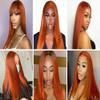 Burnt Orange Bundles Human Hair Color 350 Straight Bundles Double Weft Brazilian Ginger Hair Extensions for Black Woman (24 26 28 inch,3 Bundles) view 4