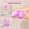 Basumee Microfiber Hair Towel Wrap for Kids 2 Pack - Rapid Drying Turbans With Button for Wet Hair - Head Towel Wrap for Women and Girls, Blue Pink Butterfly view 2