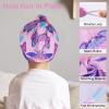 Basumee Microfiber Hair Towel Wrap for Kids 2 Pack - Rapid Drying Turbans With Button for Wet Hair - Head Towel Wrap for Women and Girls, Blue Pink Butterfly view 3