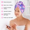 Basumee Microfiber Hair Towel Wrap for Kids 2 Pack - Rapid Drying Turbans With Button for Wet Hair - Head Towel Wrap for Women and Girls, Blue Pink Butterfly view 4