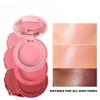 3-in-1 Blendable Trio 3D Blush Trio Palette Contour Highlight Blush Makeup Palette Cream Bronzer Silky Smooth Powder Blush Shimmer Highlighter Makeup Powder Pink Brown Eyeshadow Palette view 2