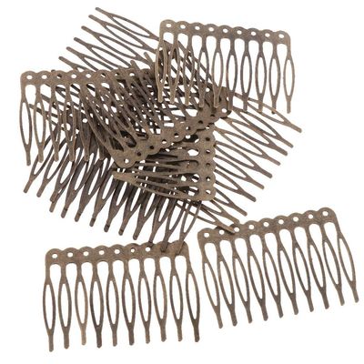 10 Pack Vintage Metal Hair Combs 5/10 Teeth DIY Wedding Bridal Hair Accessories Chinese Sliver Golden Bronze - Multipurpose Hair Clip for Thick Hair & Thin - 5.6cm 10 Teeth, Bronze