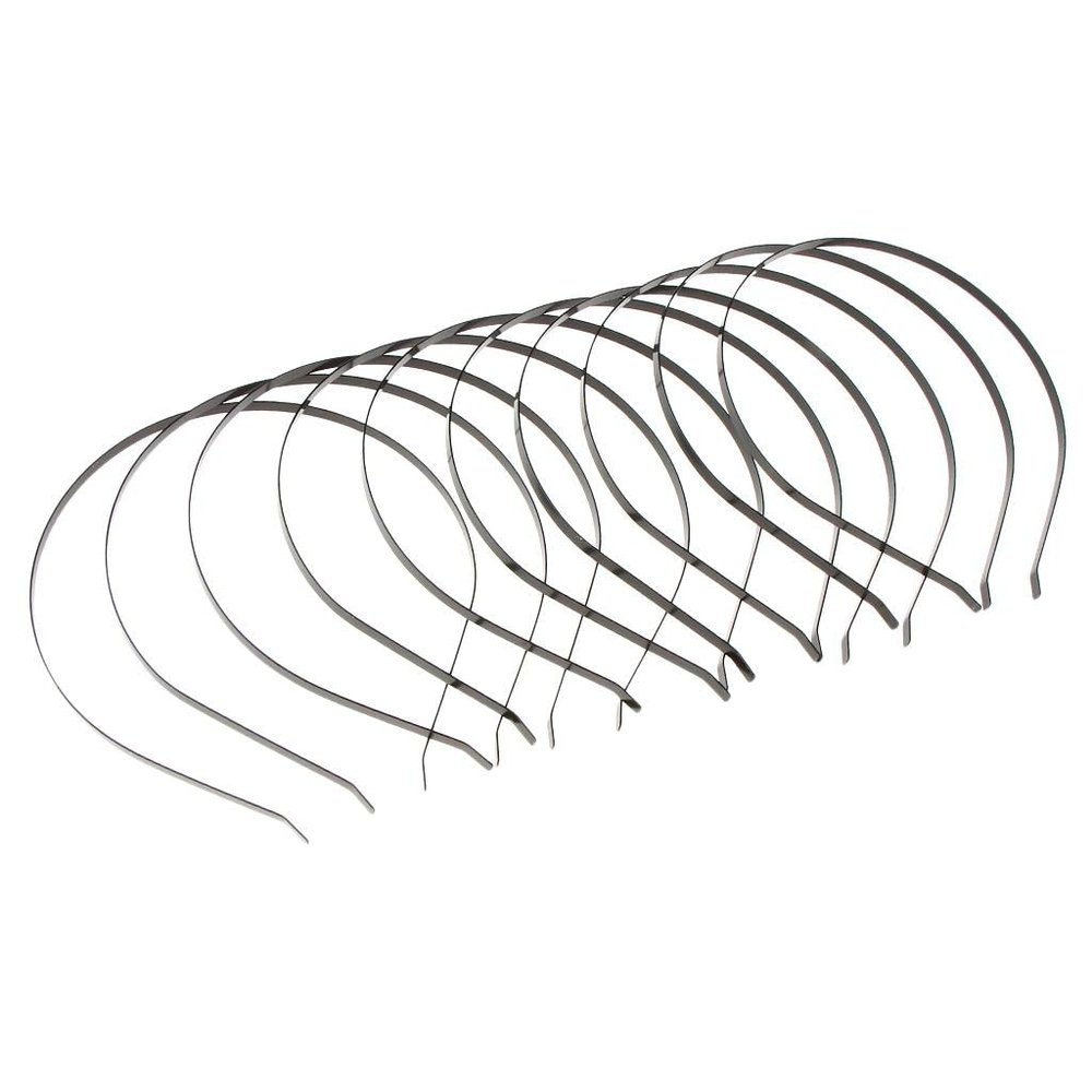 10pcs Textured Grip Metal Hair Loop Bands, Expandable DIY Hair Hoop Craft Supplies for Cat Ear Headband, Women's Hair Accessories - as described, Black