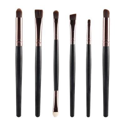 6pcs Soft Synthetic Eyeshadow Makeup Brush Kit for Eyeliner Eye Liner- Professional Set for Liquid and Powder Blending - for Travel - Gift for Her - Versatile - Black Coffee
