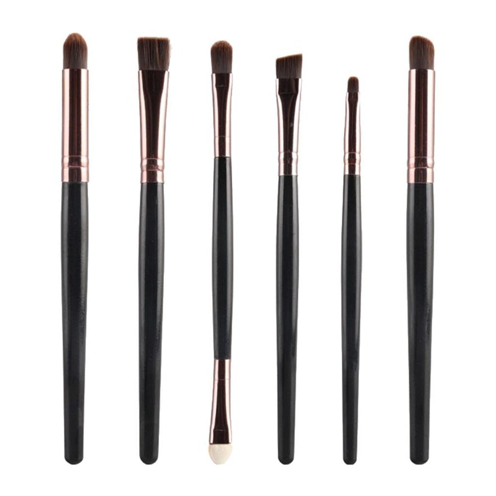 6pcs Soft Synthetic Eyeshadow Makeup Brush Kit for Eyeliner Eye Liner- Professional Set for Liquid and Powder Blending - for Travel - Gift for Her - Versatile - Black Coffee
