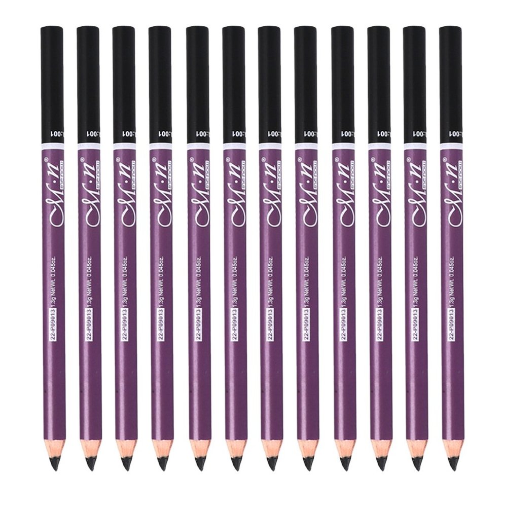 Black/Dark Brown/Brown 12-Piece Brow Pencil Makeup Set, Smudgeproof Eyebrow Liner Pen for Perfect Makeup, Suitable for Beginners - Black