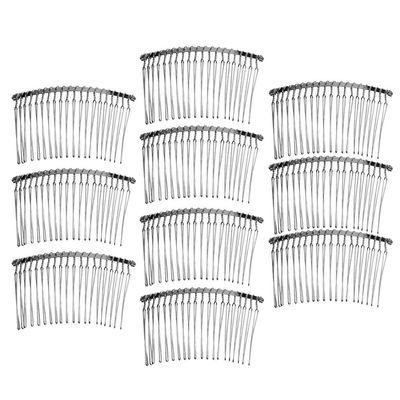 10 Pieces Handmade Vintage DIY Wire Metal Comb Hair Combs Base 4 Colors Silver Plated Women DIY Wedding Bridal Joye - 20 Teeth Metal Hair Clip Combs Set - - silver