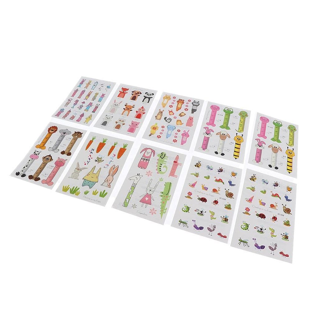 10 Sheets Temporary Body Tattoos for Kids, Animal Designs, Water & Easy to Apply, Safe & Non-, Perfect for Parties, Rewards, and Daily Use - A