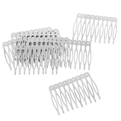 10 Pack Vintage Metal Hair Combs 5/10 Teeth DIY Wedding Bridal Hair Accessories Chinese Sliver Golden Bronze - Multipurpose Hair Clip for Thick Hair & Thin - 5.6cm 10 Teeth, Silver