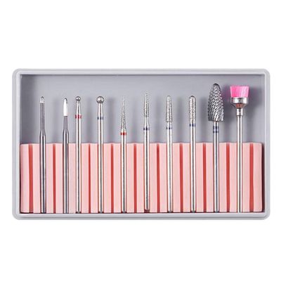 10pcs Electric Nail Drill Bits Set with Tungsten Steel, Ceramic and Emery Material for Acrylic Nails - Manicure Pedicure Polishing, Cuticle Dead Skin Removal - - BH-07