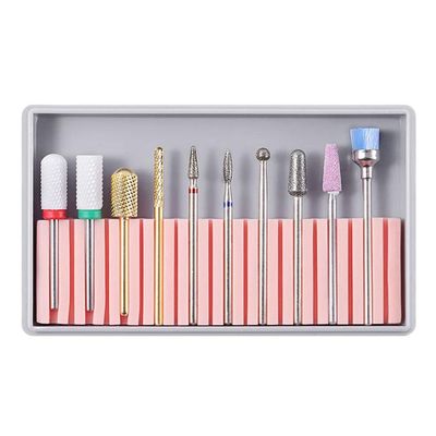 10pcs Electric Nail Drill Bits Set with Tungsten Steel, Ceramic and Emery Material for Acrylic Nails - Manicure Pedicure Polishing, Cuticle Dead Skin Removal - - BH-08