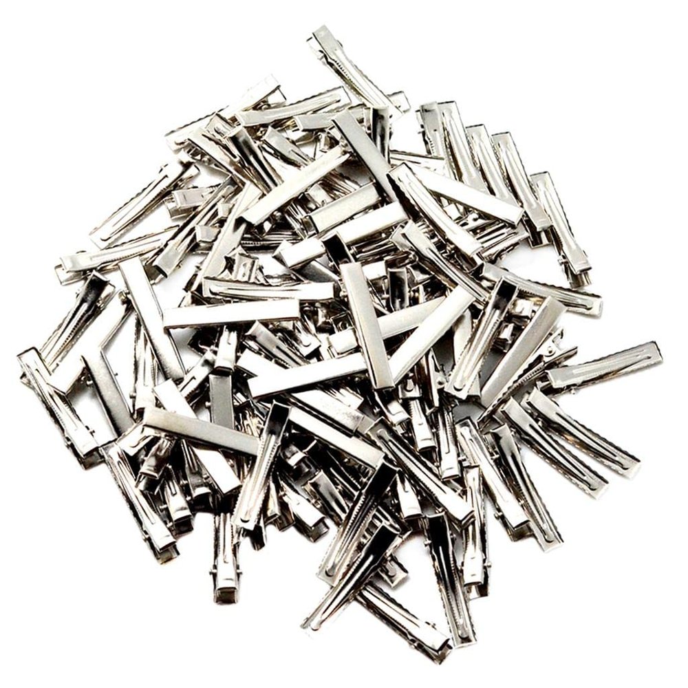 100x Silver Metal Alligator Clips Hair Accessories | DIY Hair Bows Hair Clips | Teeth Design for Thick or Thin Hair | Craft Supplies for Styling Art - 4cm(100Pack), Silver