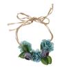 Boho Floral Hairband Garland for Bride Wedding | Beach Party Headwear and Women Hair Accessory | Handmade Flower Headband Headdress - Blue view 1
