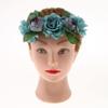 Boho Floral Hairband Garland for Bride Wedding | Beach Party Headwear and Women Hair Accessory | Handmade Flower Headband Headdress - Blue view 3