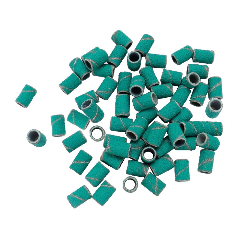 100Pcs Sanding Bands Nail Drill Bit Set - Professional Coarse Fine Grit Polish Removal Manicure Tool - 80 120 180 Mesh File Art Count - Acrylic r Cuticle Ca - 180 Green