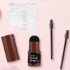 2Pcs Eyebrow Stamp Shaping Kit with 10 Reusable Stencils & Brushes | Sweatproof Eyebrow Powder for Lasting Enhancers | Natural Hairline Trimming Tools for - Black view 2