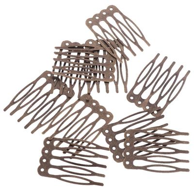 10 Pack Vintage Metal Hair Combs 5/10 Teeth DIY Wedding Bridal Hair Accessories Chinese Sliver Golden Bronze - Multipurpose Hair Clip for Thick Hair & Thin - 2.7cm 5 Teeth, Bronze