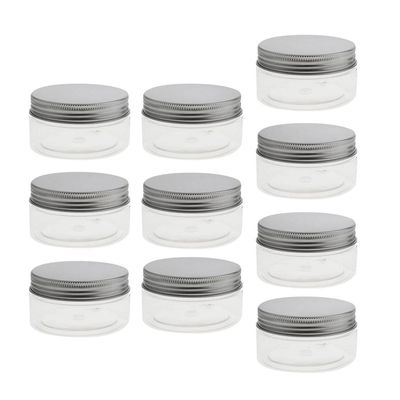 10x Clear Plastic Jars Set - Travel Makeup Bottles 30-120ML, Multi-functional Storage Containers for Makeup, Kitchen, and Crafts - PET + Aluminium Material - - 80ml, Clear