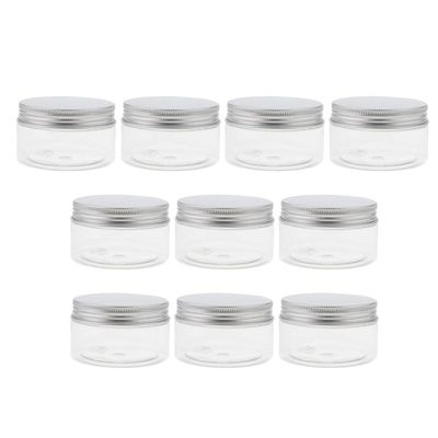 10x Clear Plastic Jars Set - Travel Makeup Bottles 30-120ML, Multi-functional Storage Containers for Makeup, Kitchen, and Crafts - PET + Aluminium Material - - 100ml, Clear
