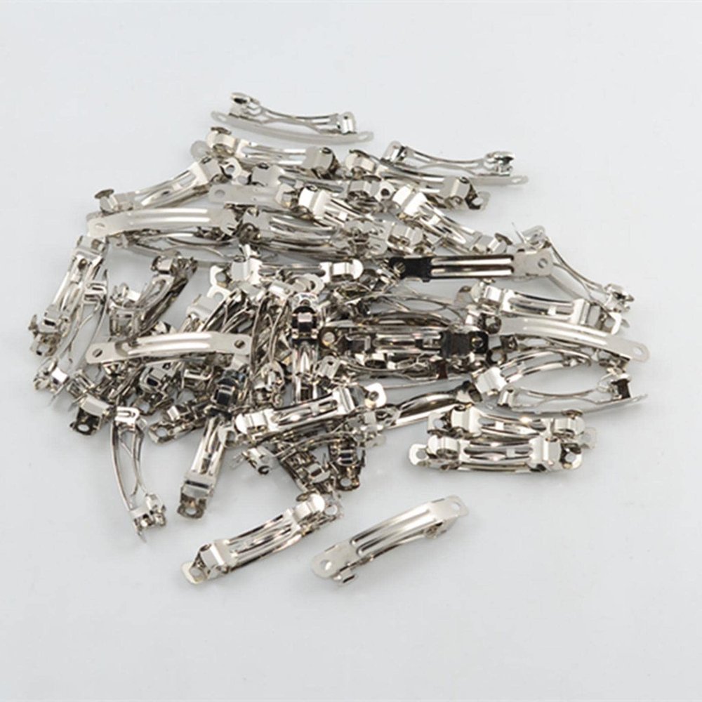 10 Pack Metal French Barrette Hair Clips 4cm & 8cm - DIY Crafts & Hair Accessories - Silver Hair Clips for Bow Making & Office Use - Bulk Pack for Hair - 4cm, silver