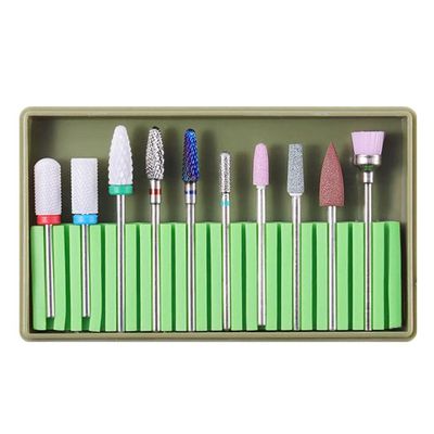 10pcs Electric Nail Drill Bits Set with Tungsten Steel, Ceramic and Emery Material for Acrylic Nails - Manicure Pedicure Polishing, Cuticle Dead Skin Removal - - BH-06
