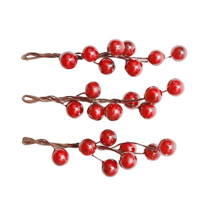 3Pcs Berry Hairpins Wedding Party Headwear, Bridal Bridesmaid Hair Clips for Women, Colorful Berry Hair Accessories, Cute Flower Hair Decoration, Plastic - 10 cm, Wine Red