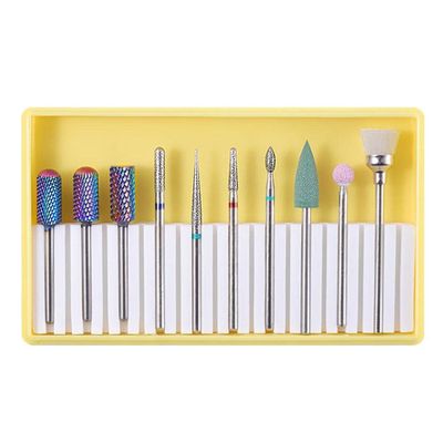 10pcs Electric Nail Drill Bits Set with Tungsten Steel, Ceramic and Emery Material for Acrylic Nails - Manicure Pedicure Polishing, Cuticle Dead Skin Removal - - BH-03