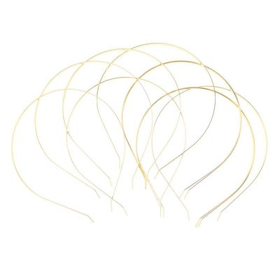 10pcs Textured Grip Metal Hair Loop Bands, Expandable DIY Hair Hoop Craft Supplies for Cat Ear Headband, Women's Hair Accessories - as described, Gold