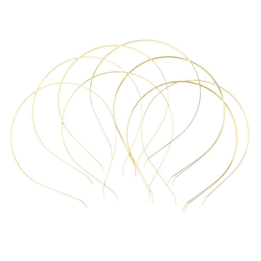 10pcs Textured Grip Metal Hair Loop Bands, Expandable DIY Hair Hoop Craft Supplies for Cat Ear Headband, Women's Hair Accessories - as described, Gold