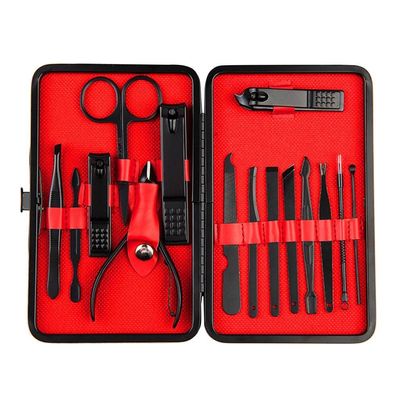 Portable Manicure Pedicure Set 15/16 Pieces with Nail Skin Care Cutter Tools for Travel and Household Use - Stainless Steel Cuticle Clippers Tool Kit for - 15 pieces, Black