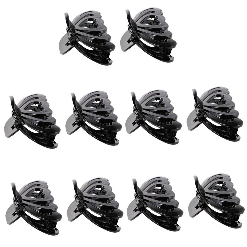 10pcs Hollow Heart Women Plastic Hair Clip Hairpin Claw Clamp Headwear Headpiece - Set of 10 Butterfly Style Hair Claw Clips for Daily Use and Salon, Strong - 3.35 x 1.69inch, Black