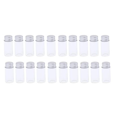 20 Refillable Round Glass Jars for Lotions & Creams - Perfect Travel Size Gift Set - Aromatherapy Essential Oils Storage Containers - Clear Glass & Aluminum - 10ml