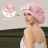 100% Mulberry Silk Bonnet for Sleeping for Women, 22 Momme Grade-6A Single-Layer Silk Bonnet Hair Wrap for Curly Hair Sleep Cap with Soft Long Elastic Bands(1PCS,Pink) view 4