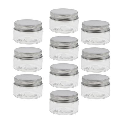 10x Clear Plastic Jars Set - Travel Makeup Bottles 30-120ML, Multi-functional Storage Containers for Makeup, Kitchen, and Crafts - PET + Aluminium Material - - 30ml, Clear