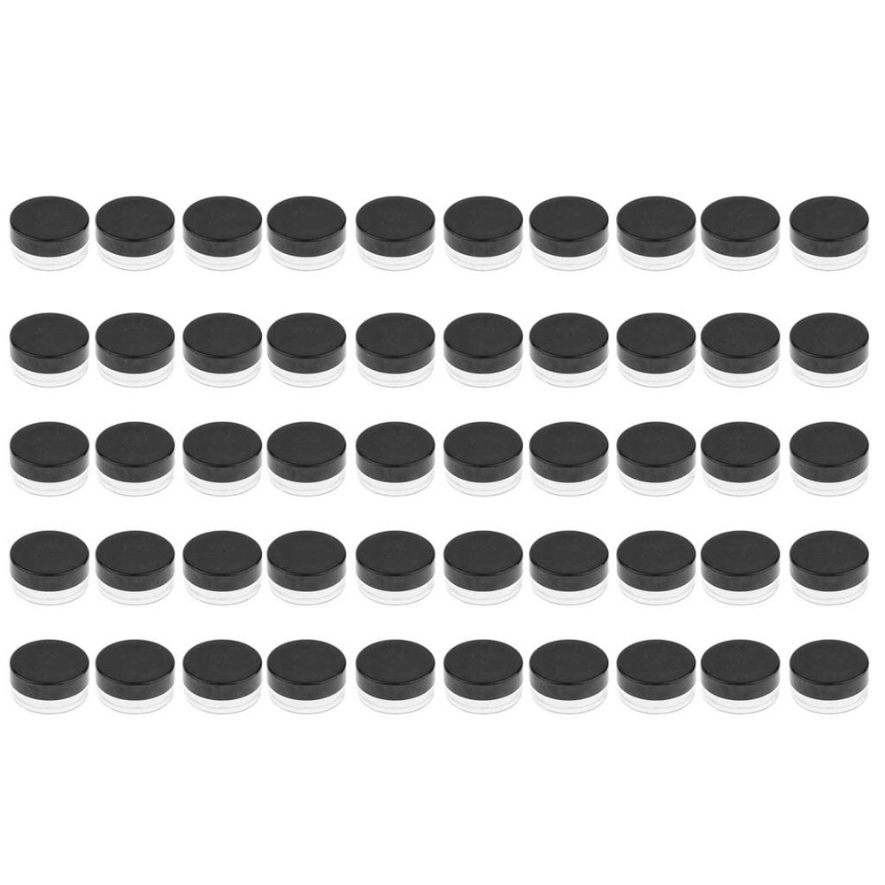 50 Pieces Cosmetic Jars with Lids Clear Plastic Container Travelling Storage Organizer for Makeup Lotions Creams Nail Accessories Jewelry Compact and - Black