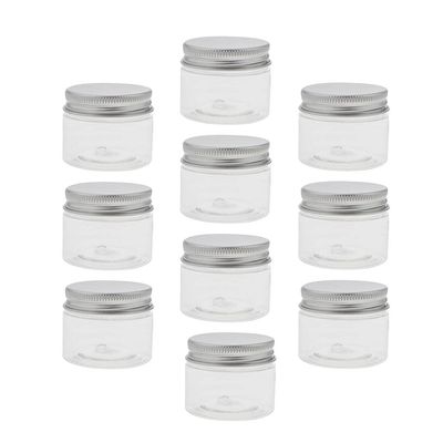 10x Clear Plastic Jars Set - Travel Makeup Bottles 30-120ML, Multi-functional Storage Containers for Makeup, Kitchen, and Crafts - PET + Aluminium Material - - 40ml, Clear