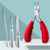 Stainless Steel 4-in-1 Nail Clippers Set for Thick Toenails and Fingernails - Long Handle, Nail File, Lifter, Dead Skin Fork - Elderly Gift - Red view 2